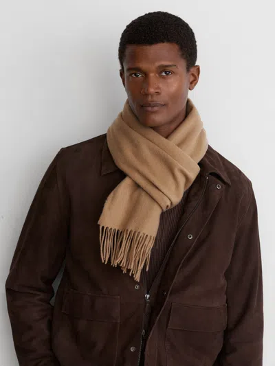 Reiss Camel Picton Wool And Cashmere Scarf