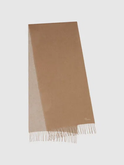 Reiss Camel Wool And Cashmere Scarf In Brown