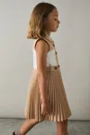 Reiss Camel Pleated Button-front Dress In Camel