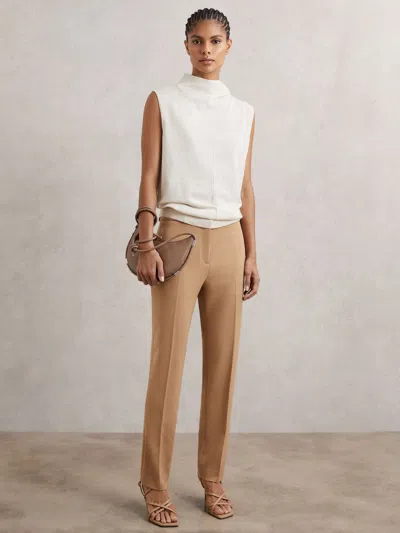 Reiss Camel Slim Fit Suit Trousers In Brown