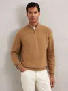 Reiss Camel Wool And Cashmere Half-zip Jumper In Brown