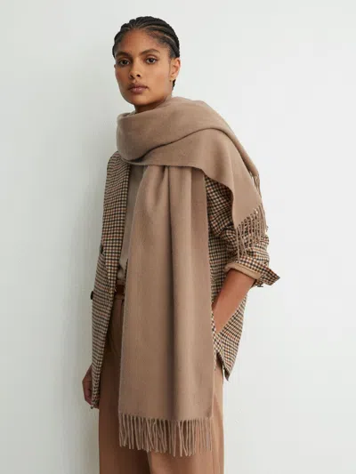 Reiss Camel Wool And Cashmere Scarf