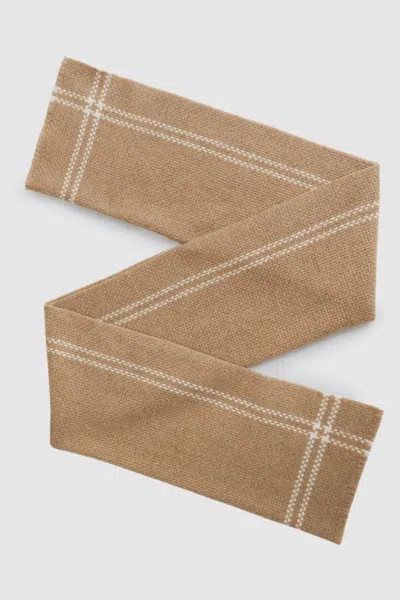 Reiss Camel Wool Cashmere Fringed Scarf In Camel