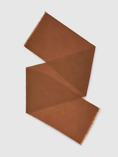 Reiss Camel Wool-cashmere Lightweight Scarf In Brown