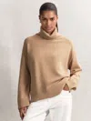Reiss Camel Wool-cashmere Roll-neck Jumper In Brown
