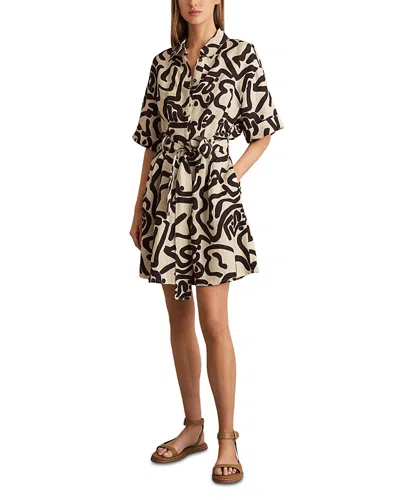 Reiss Camelia Mono Print Shirt Dress