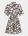 Reiss Camelia Printed Short-sleeve Open-back Mini Dress