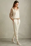 Reiss Camel/ivory Eve Wool Blend Colourblock Joggers In Camel/ivory