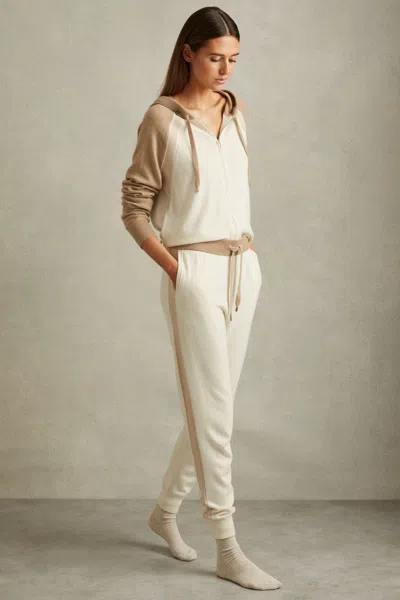 Reiss Camel/ivory Eve Wool Blend Colourblock Joggers