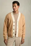 Reiss Camel/white Wool-blend Pinstripe Cardigan In Camel/white