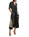 Reiss Cami - Black/white Printed Fit And Flare Midi Dress, Us 2