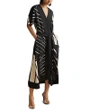 Reiss Black/white Cami Printed Fit And Flare Midi Dress In Black/white