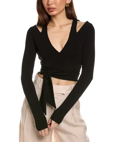 Reiss Camille Tie Front Crop In Black