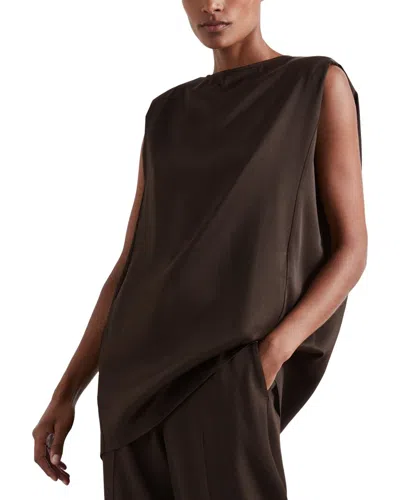 Reiss Camille Wool-blend Tunic Top In Chocolate
