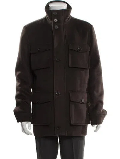 Pre-owned Reiss Camouflage Print Utility Jacket In Brown
