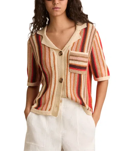 Reiss Candy Knit Button Down Linen Top In Multi