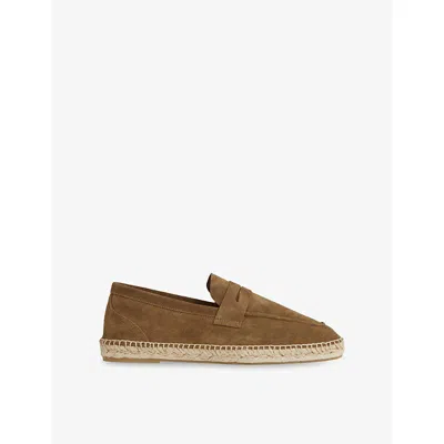 Reiss Womens Stone Cannes Suede Esapdrille Loafers Eur 45 / 11 Uk