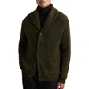 Reiss Mens Dark Olive Green Cannon Shawl-collar Knitted Cardigan Xl In Green