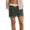 Reiss Mens Dark Green White Cano Colour-block Piped-trim Swim Shorts In Green