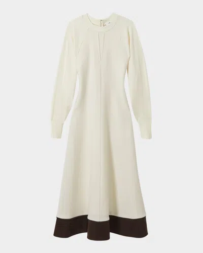 Reiss Caprice Contrast-hem Midi Sweater Dress In Ivory