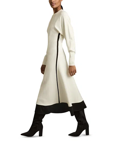 Reiss Caprice Hybrid Woven Midi Dress In Ivory
