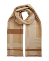 Reiss Camel Logo Embroidered Checked Scarf In Camel