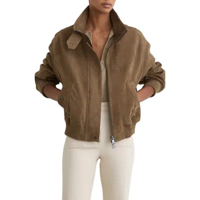 Reiss Cara Leather Jacket In Brown