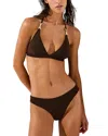 Reiss Womens Chocolate Carina Fixed-side Stretch-woven Bikini Bottoms In Brown