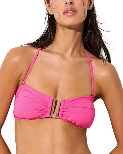 Reiss Carina Removable Strap Bandeau Bikini Top In Pink
