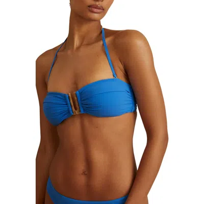 Reiss Womens Blue Carina Removable-strap Stretch-woven Bikini Top