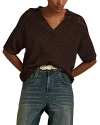 Reiss Chocolate Carla Knitted Open-collar Polo Shirt In Chocolate