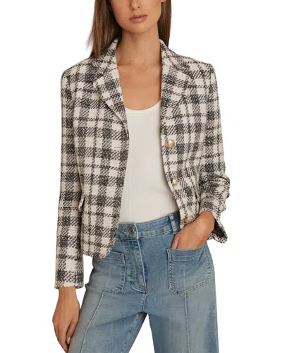 Reiss Carly Check Cropped Jacket In Gray