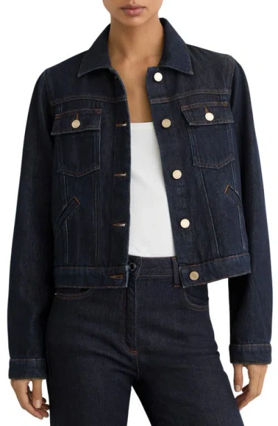 Reiss Carmen Denim Trucker Jacket In Blue