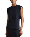 Reiss Womens Navy Carmen Double-layer Sleeveless Jersey Top In Navy