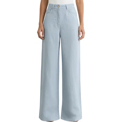 Reiss Carmen High Waist Wide Leg Pants In Blue