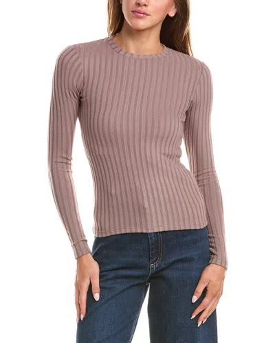 Reiss Carmen Ribbed Long Sleeve Top In Brown
