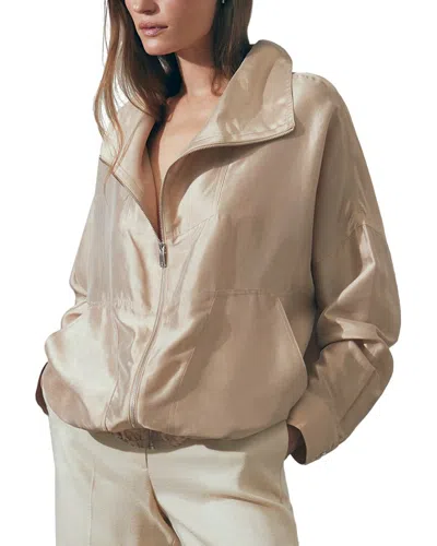 Reiss Carmen Silk-blend Short Jacket In Neutral
