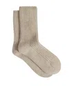 Reiss Oatmeal Rib-knit Socks With Cashmere In Brown