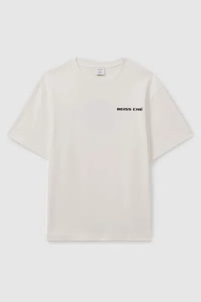 Reiss White/blue Carpano | Ché Oversized Cotton Aperitif Print T-shirt