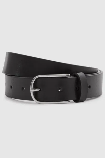 Reiss Carrie Rectangle-buckle Leather Belt In Black