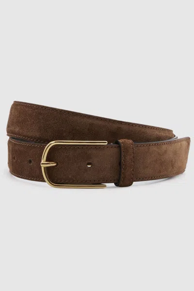 Reiss Carrie - Tan Suede Belt, L In Gold