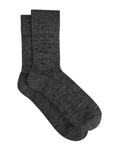 Reiss Carrie Ribbed Sparkle Stretch-cotton Ankle Socks In Black