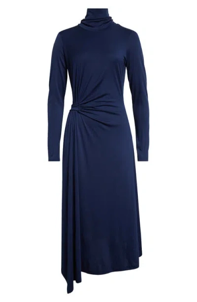 Reiss Casey Draped Jersey Midi Dress In Blue