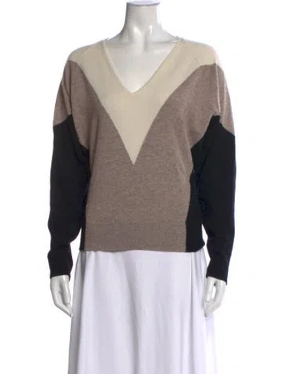 Pre-owned Reiss Cashmere Colorblock Pattern Sweater In Neutrals