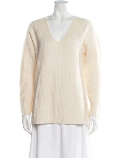 Pre-owned Reiss Cashmere Striped Sweater In Neutral