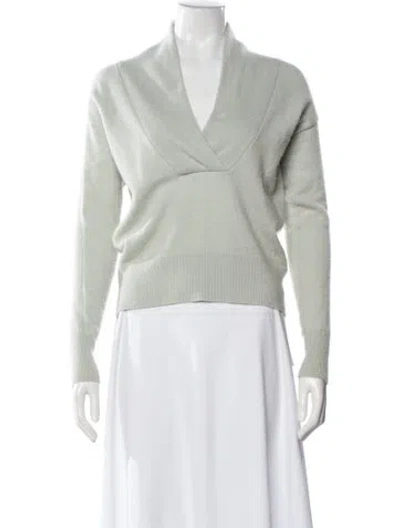 Pre-owned Reiss Cashmere V-neck Sweater In Green
