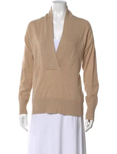 Pre-owned Reiss Cashmere V-neck Sweater In Neutral