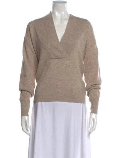 Pre-owned Reiss Cashmere V-neck Sweater In Neutral