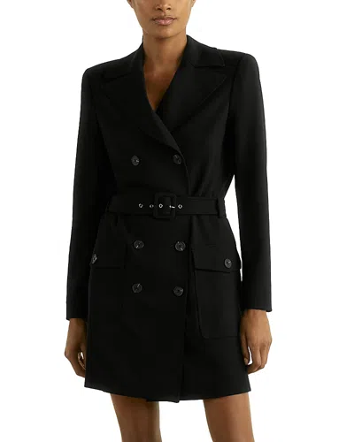 Reiss Black Casiya Structured Suit Midi Dress