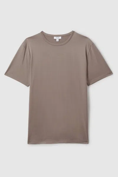 Reiss Caspian - Cinder Mercerised Cotton Crew Neck T-shirt, L